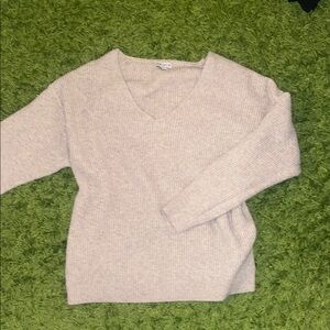 Cream V-Neck Sweater Soft Knit